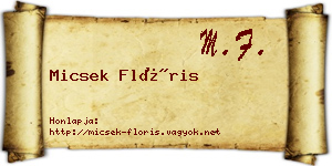 Micsek Flóris névjegykártya